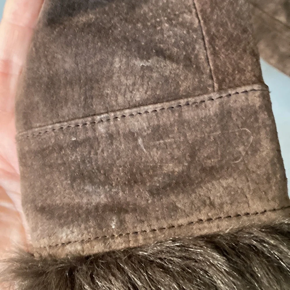 Coldwater Creek Brown Leather Zip Front Jacket Faux Fur Collar and Cuffs - Picture 12 of 12